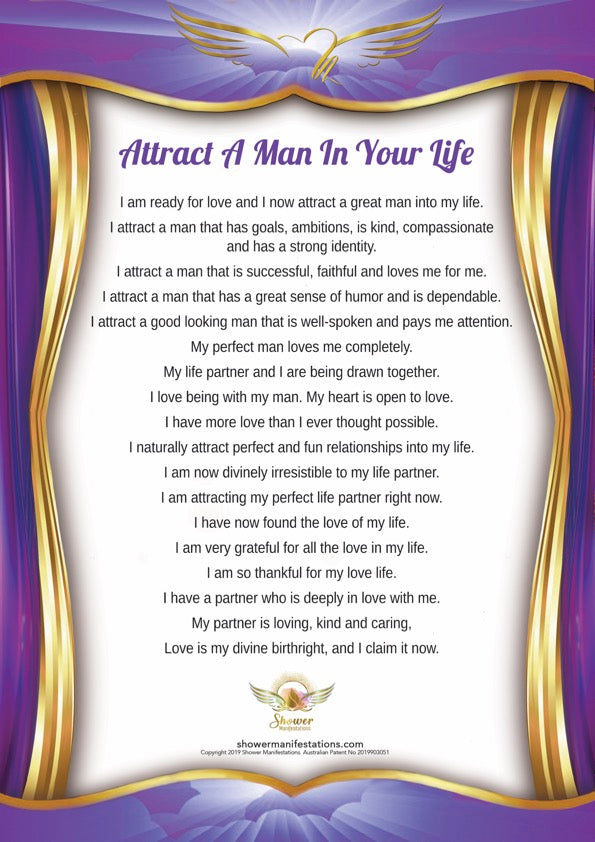 Attract a Man Affirmation Poster – Shower Manifestations™
