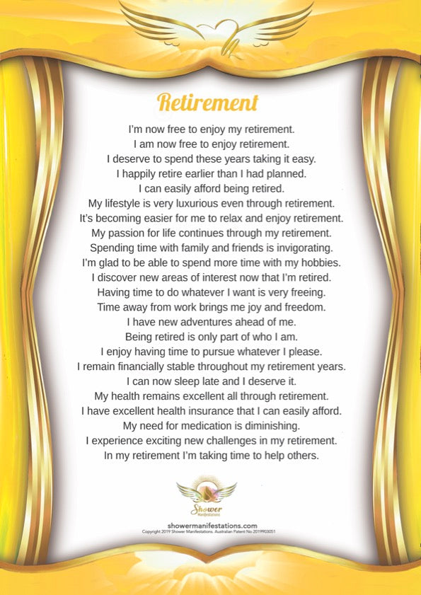 Retirement Affirmation Poster – Shower Manifestations™