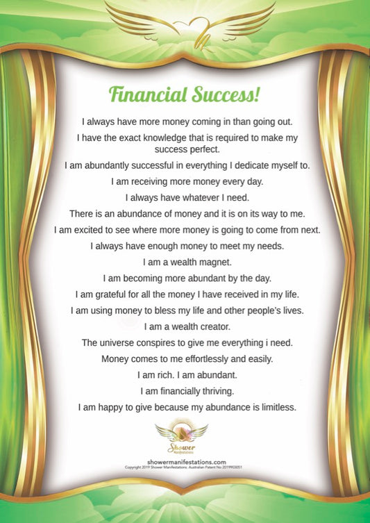 Financial Success Affirmation Poster – Shower Manifestations™