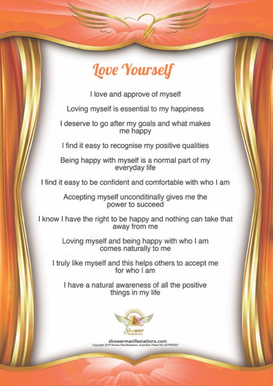 Love Yourself Affirmation Poster – Shower Manifestations™