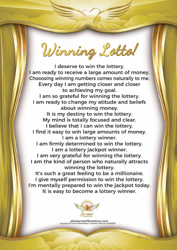 Winning Lotto Affirmation Poster – Shower Manifestations™