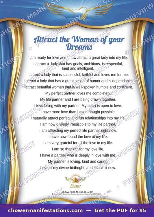 Attract a Woman Affirmation Poster — waterproof shower affirmation poster Australia