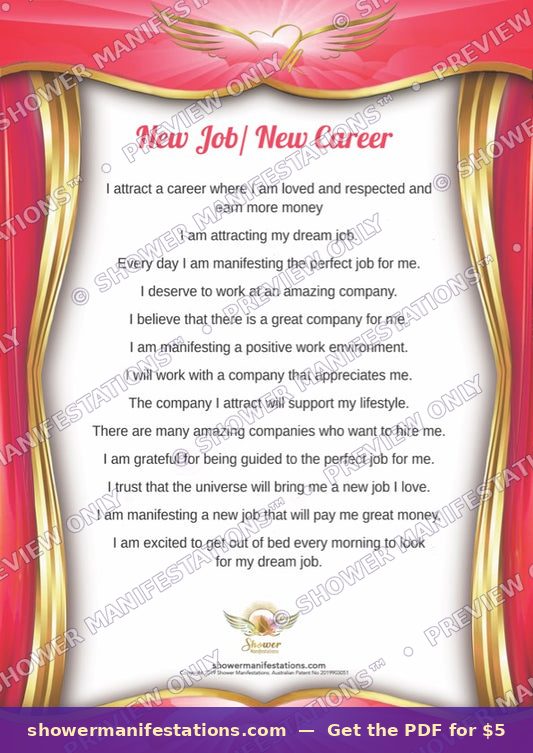 Job & Career Affirmation Poster — waterproof shower affirmation poster Australia