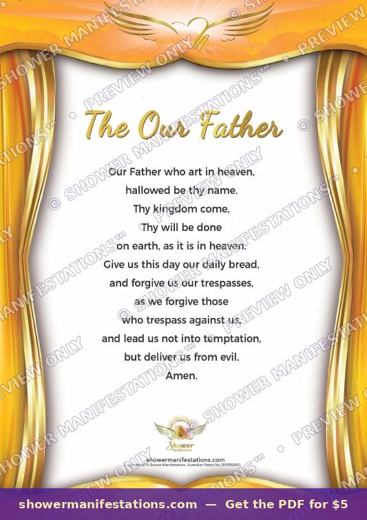 Lord's Prayer (Catholic) Affirmation PDF — waterproof shower affirmation poster Australia