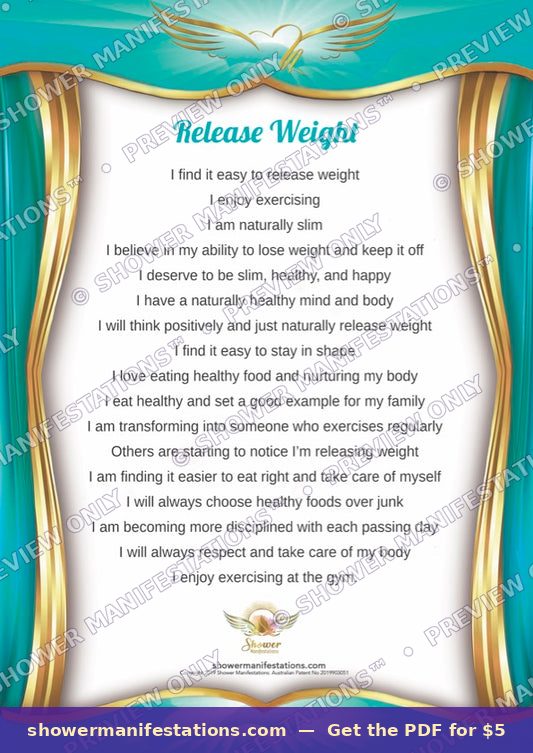 Release Weight Affirmation Poster — waterproof shower affirmation poster Australia