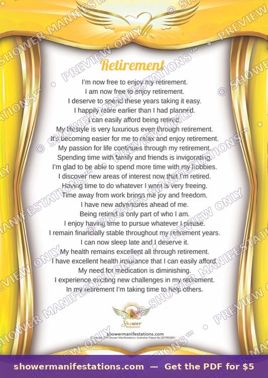 Retirement Affirmation Poster — waterproof shower affirmation poster Australia