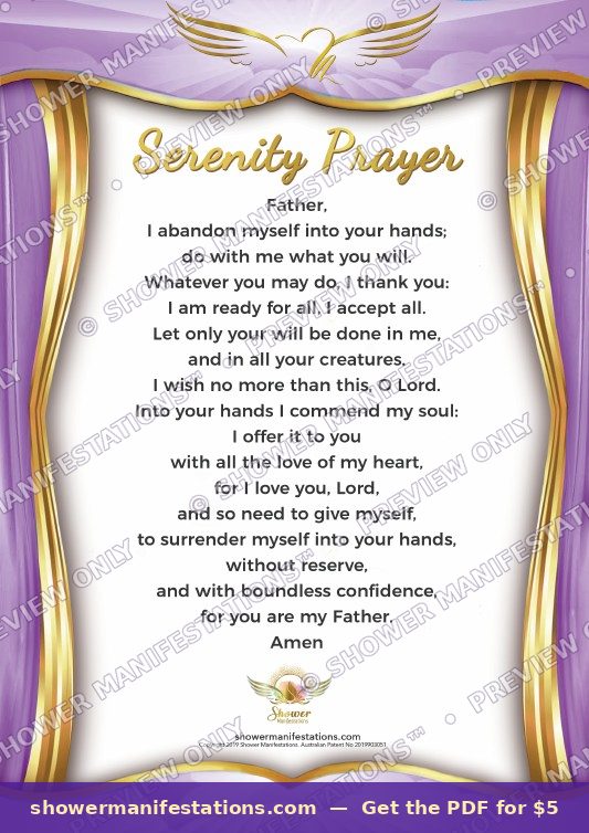 Serenity Prayer Affirmation PDF — waterproof shower affirmation poster Australia